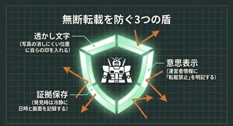 透かし文字、証拠保存、意思表示の3つのアプローチで画像の無断転載を防ぐ方法