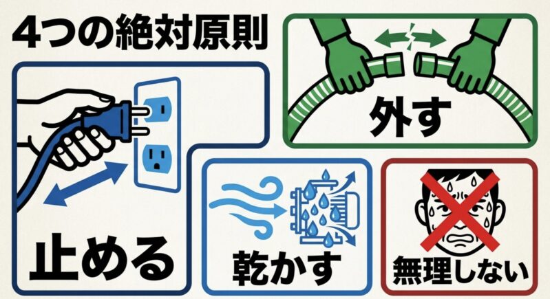 掃除機に異物が詰まった時の4つの絶対原則(止める、外す、乾かす、無理しない)