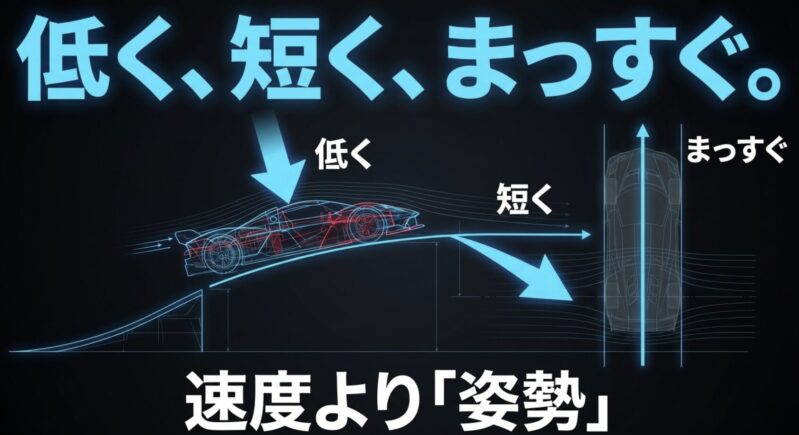 0枚着地の基本である「低く、短く、まっすぐ」「速度より姿勢」のテキストスライド