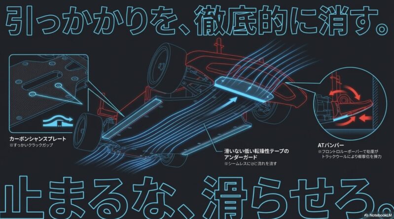 引っかかりを徹底的に消し、滑らせるためのアンダーガードやビス頭処理の図解