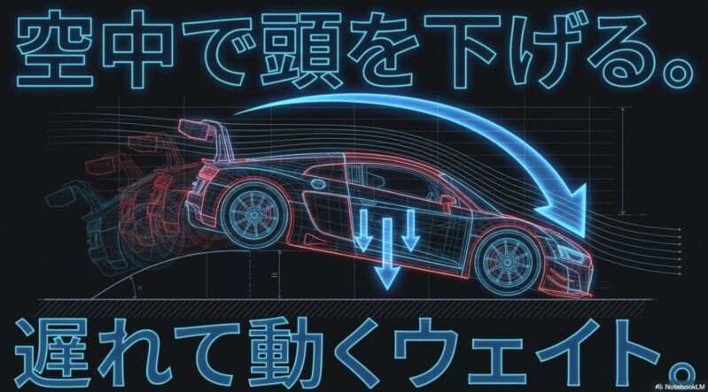 空中で頭を下げるために遅れて動くウェイト（キャッチャーダンパー）の仕組み
