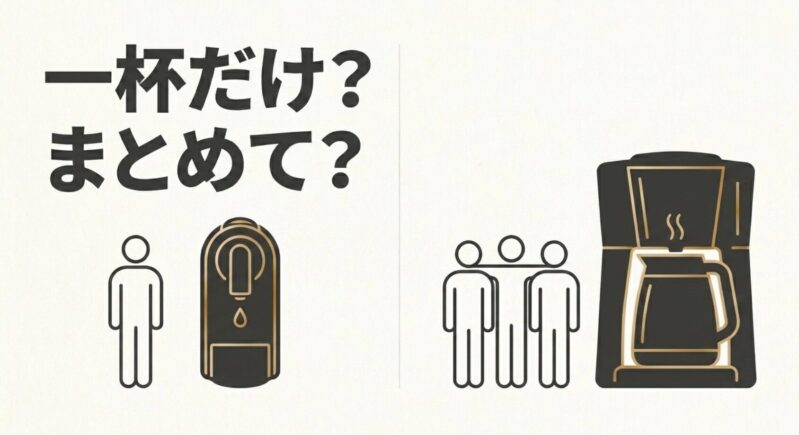 飲む人数や用途に合わせた容量選び（一杯ずつ淹れるか、まとめて淹れるか）